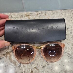 Thierry Lasry Hinky 1854 Sunglasses Peach Gold Cat Eye Handcrafted France Case